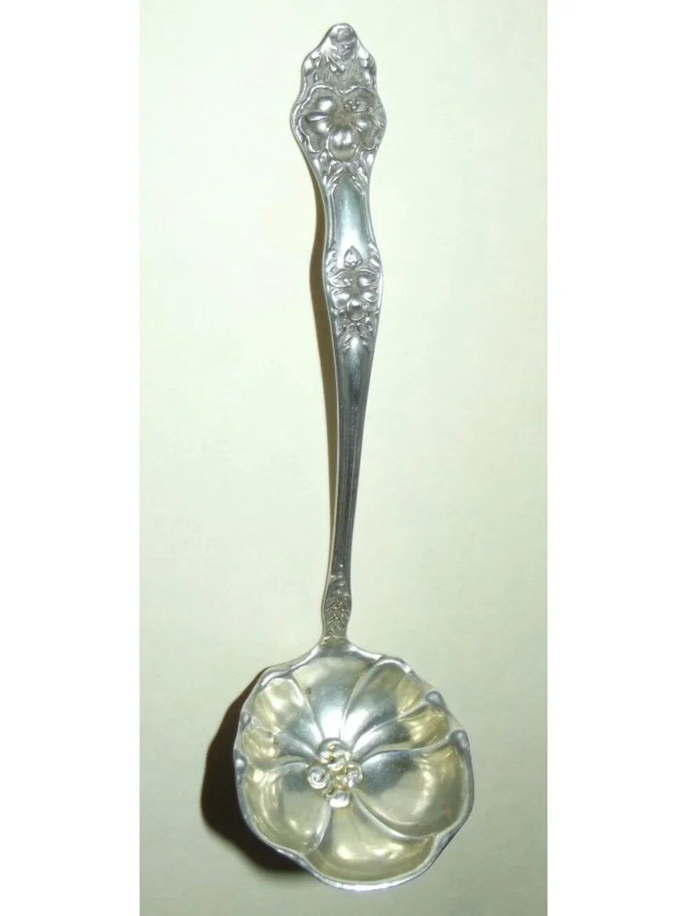 Poppy by Baker-Manchester Sterling Silver Sauce Ladle w/flower in bowl 5-3/4